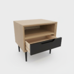 Solid wood bedside table with one drawer - Image 3