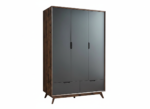 3-Door wardrobe MOON with milled details and two drawers
