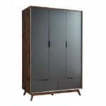 3-Door wardrobe MOON with milled details and two drawers
