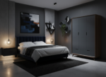 3-Door wardrobe MOON with milled details and two drawers - Image 2